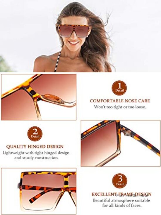 6 Oversized Square Sunglasses Fashion Shades for Women main image 4